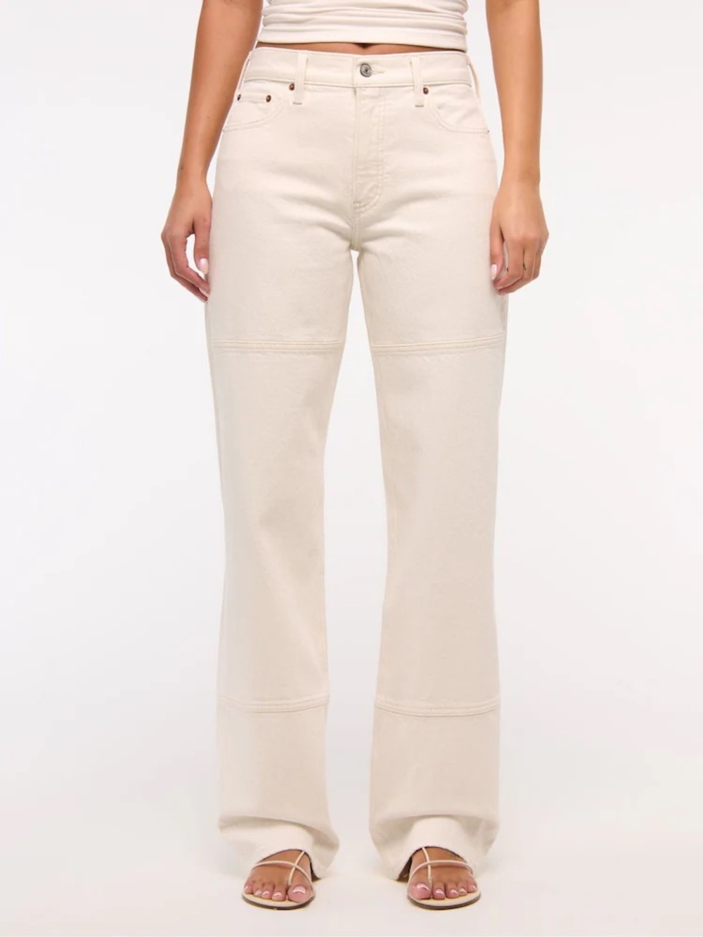 Abercrombie & Fitch Curve Love The Baggy Low Rise in Cream